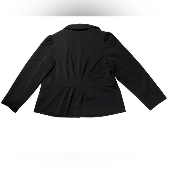 Apt. 9 Black Two Button Blazer Peter Pan Collar Plus Size 18W Light Jacket Work - Picture 3 of 6